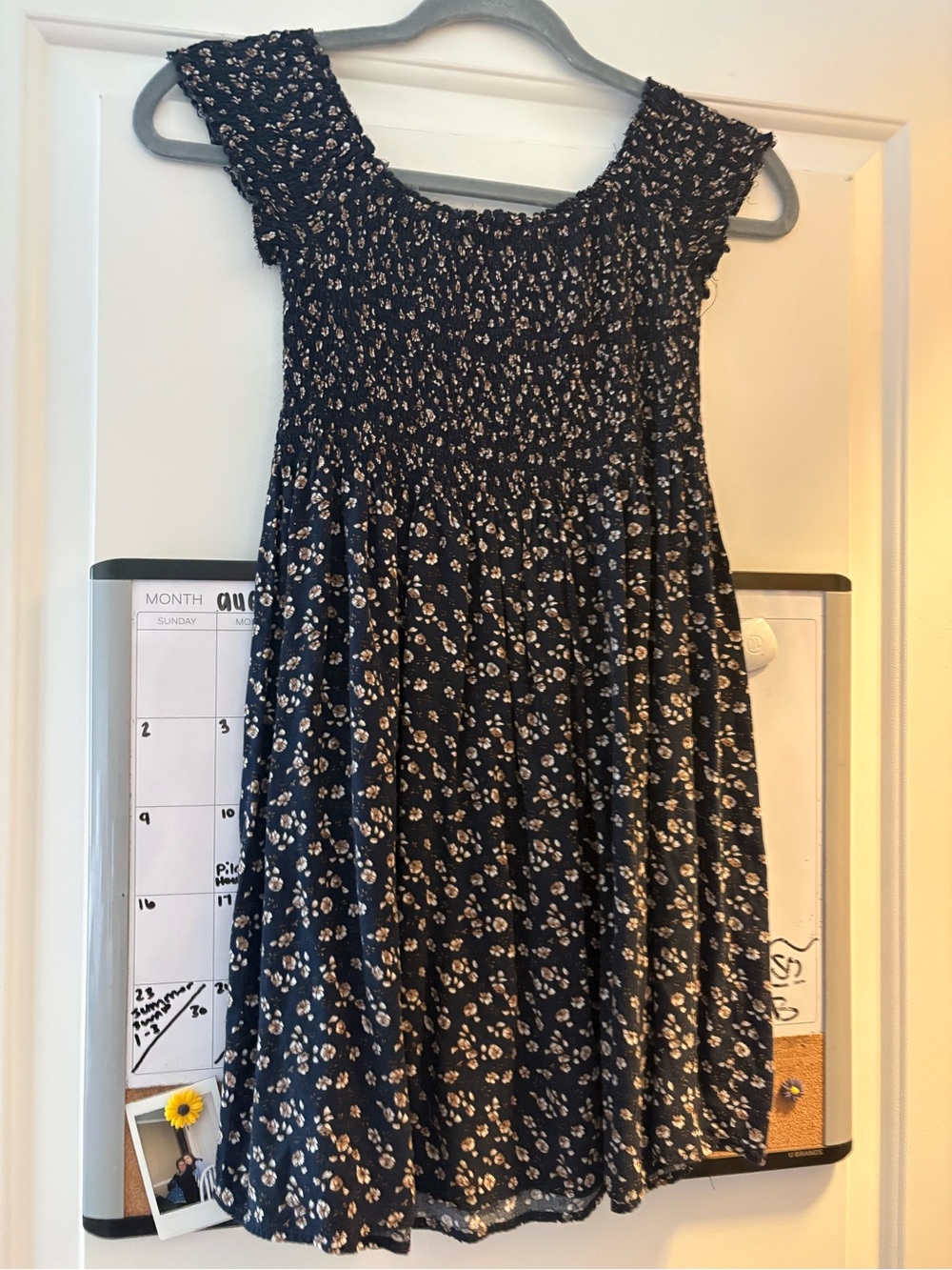Brandy Melville Navy Floral off the shoulder Sundress